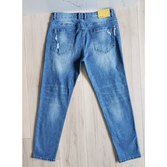 Avirex Intransigent Jeans Mens 34x30 Simple Denim Y2K Butter Leather Tag Hip Hop - Picture 1 of 9